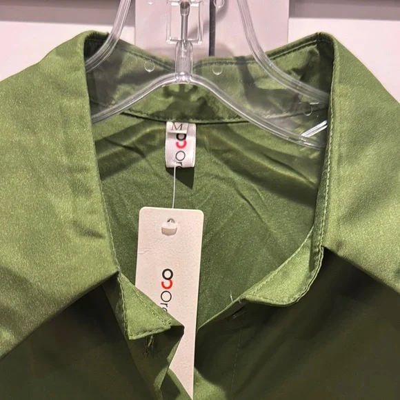 Order Plus NWT Green Button-Up Shirt with long sleeves. - Picture 2 of 9
